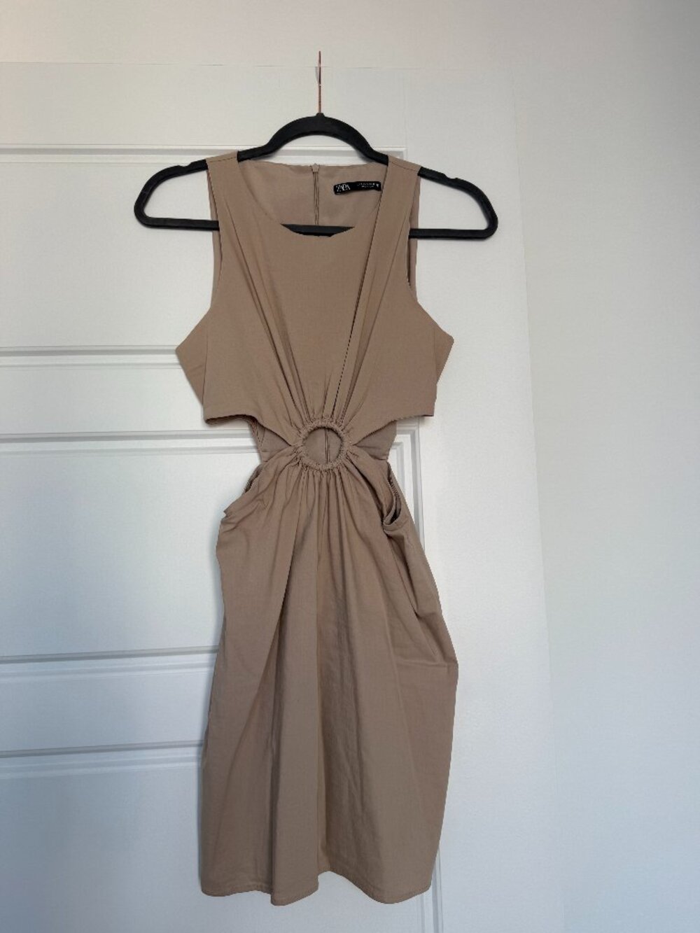 ZARA Cutout Dress in Taupe